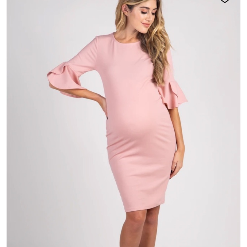 PinkBlush Mauve fitted ruffle sleeve Maternity